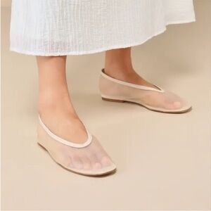 Aldan Beige Sheer Mesh Ballet Flats